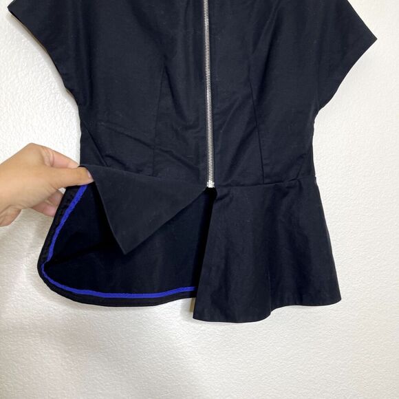 Aritzia T. Babaton Top Size 4 Black Peplum Zip Back Career Office Modern Classic - Picture 8 of 10